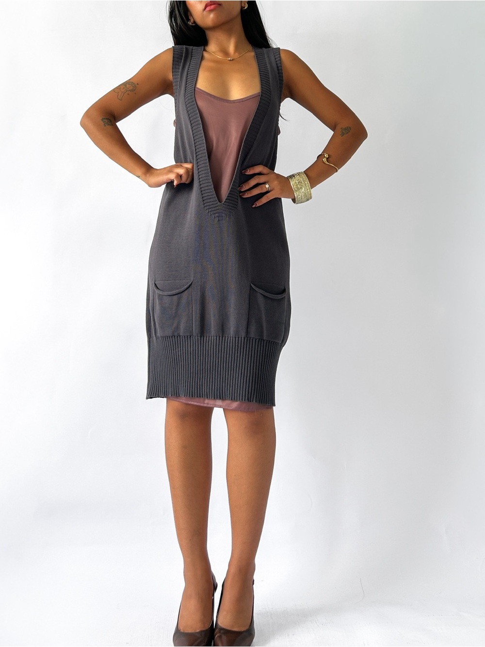 Cop Copine Archival Vintage Y2K Longline knit vest Taille 2 - Small
